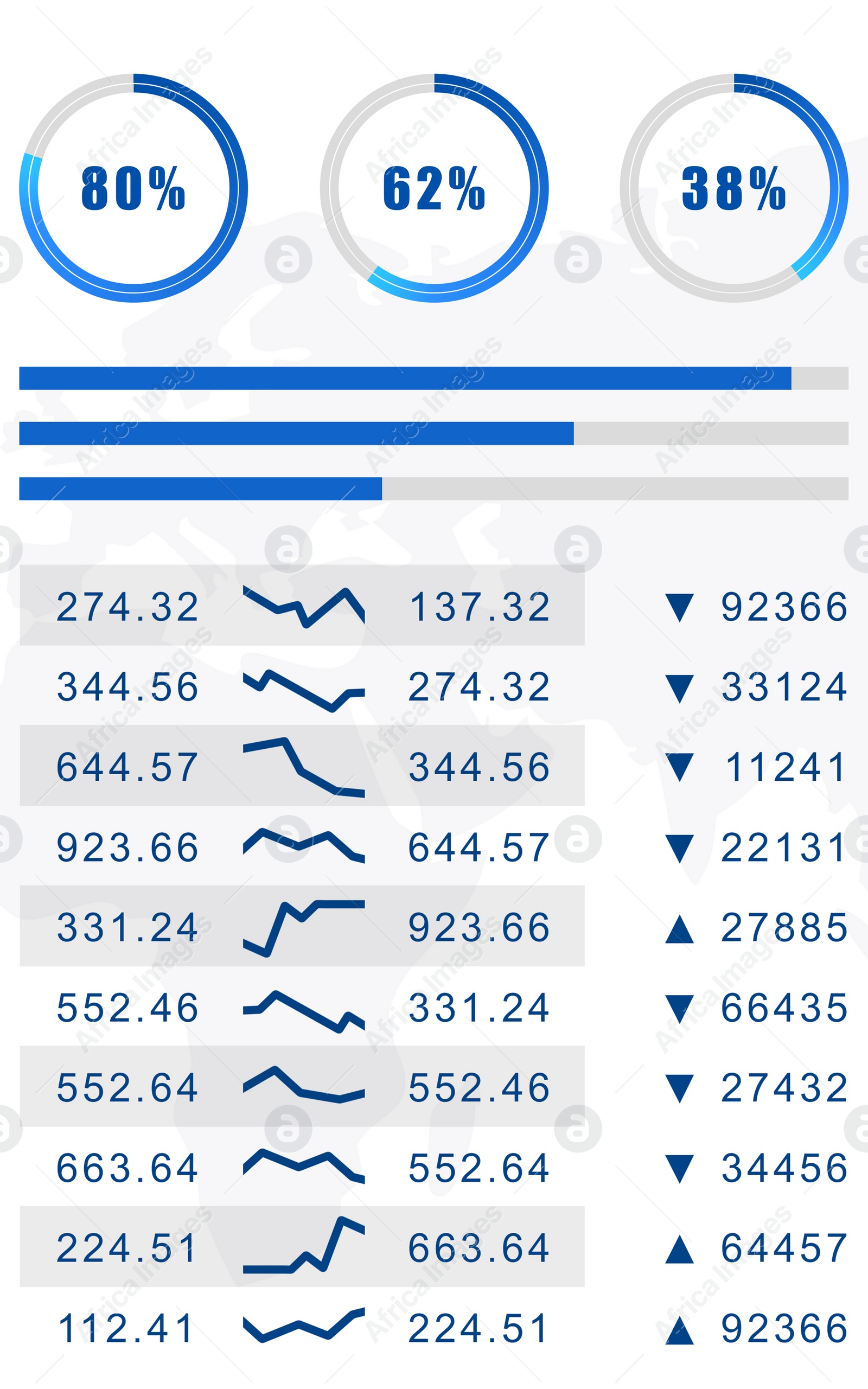 Illustration of Fintech concept.  charts and statistic information