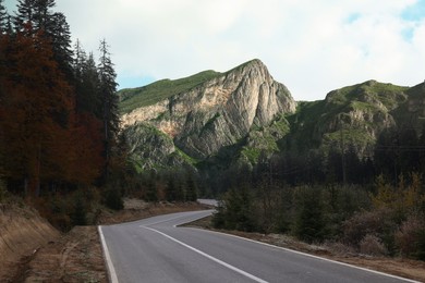 Image of Empty asphalt road in mountains. Picturesque landscape