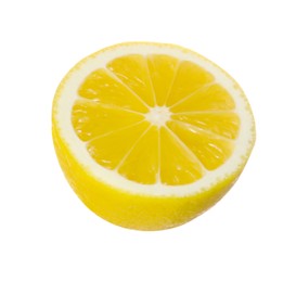 Photo of Fresh ripe lemon half isolated on white