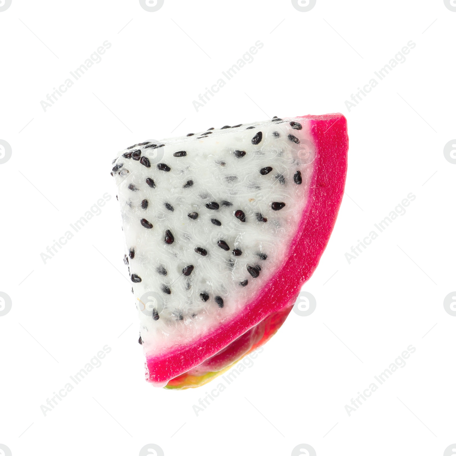 Photo of Slice of delicious pitahaya fruit isolated on white