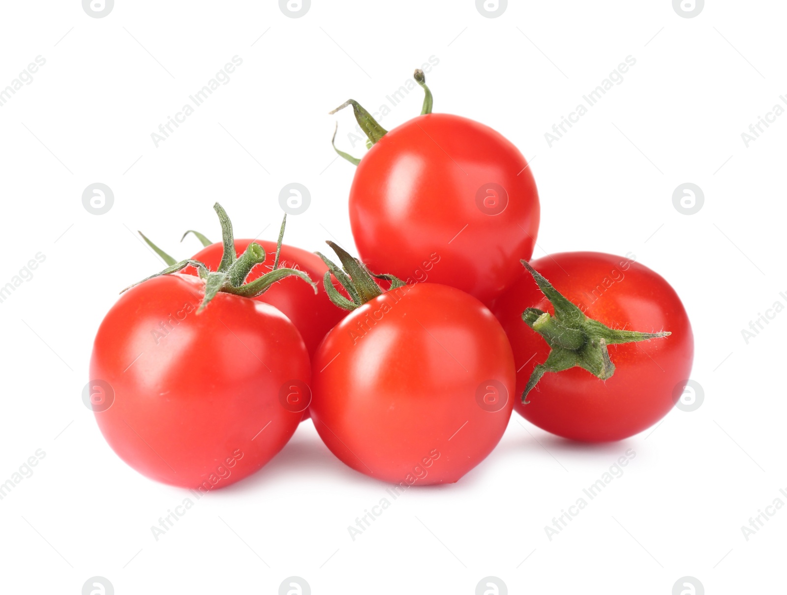 Photo of Tasty fresh raw tomatoes isolated on white