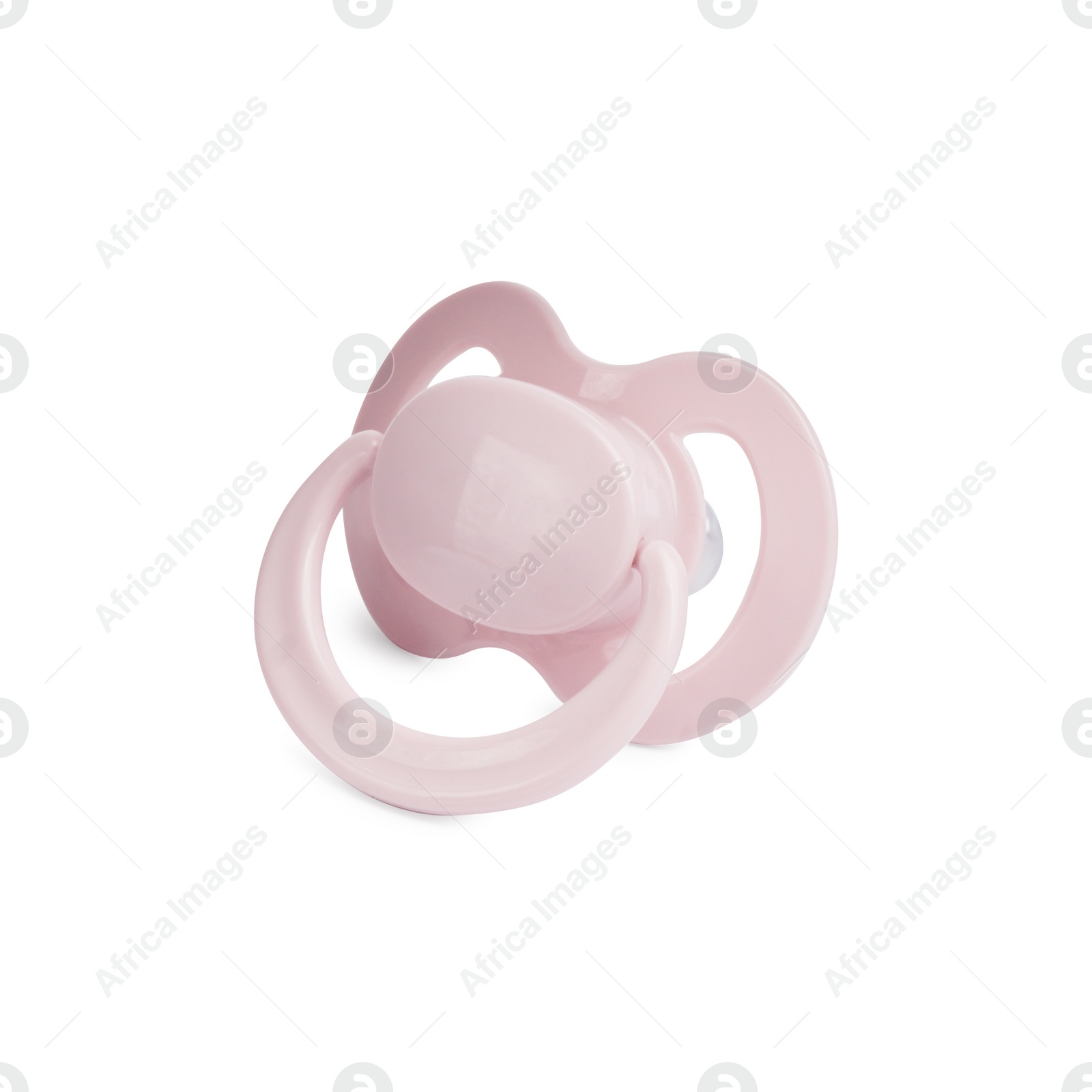 Photo of New pink baby pacifier isolated on white