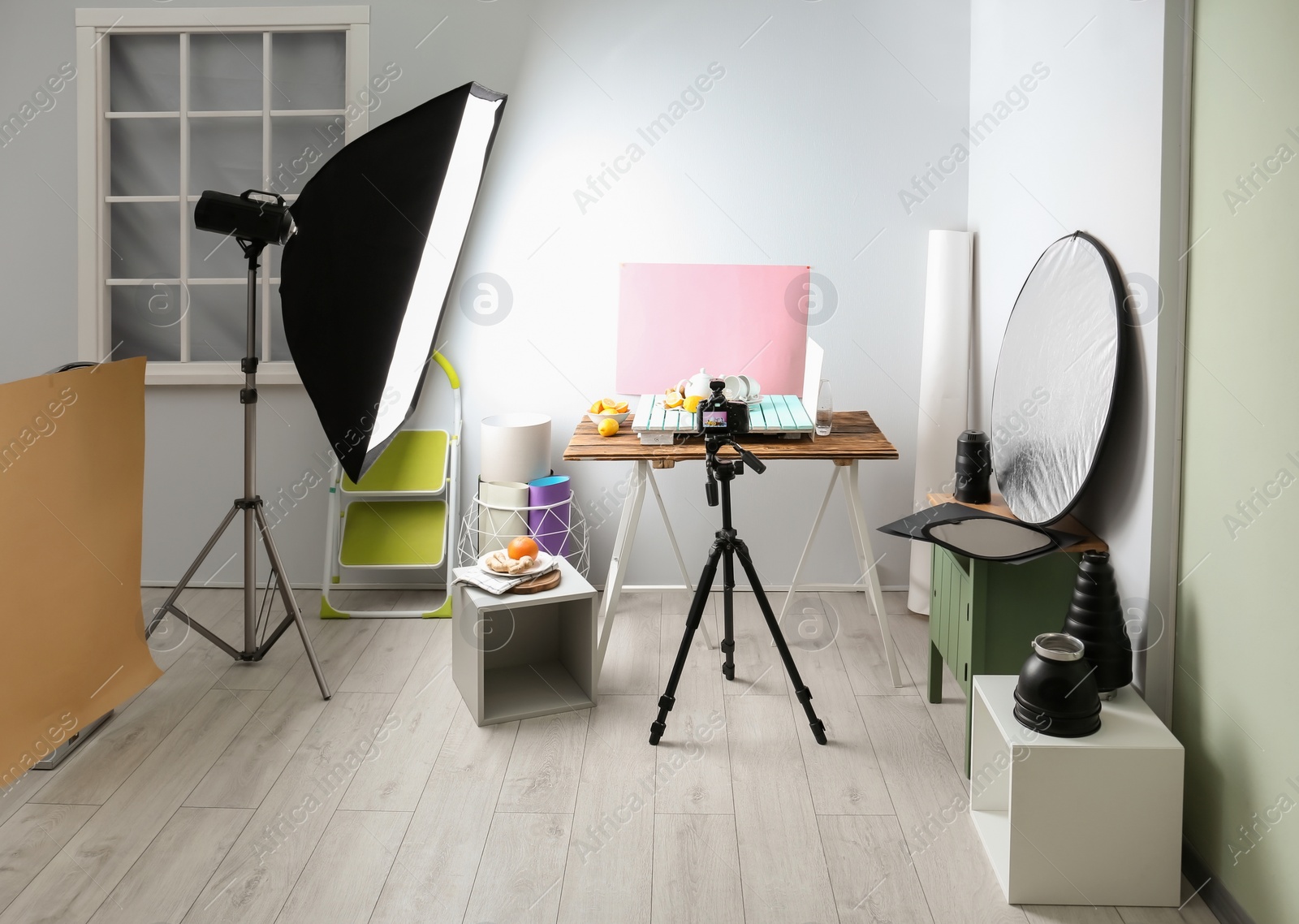 Photo of Photo studio with professional equipment for shooting food