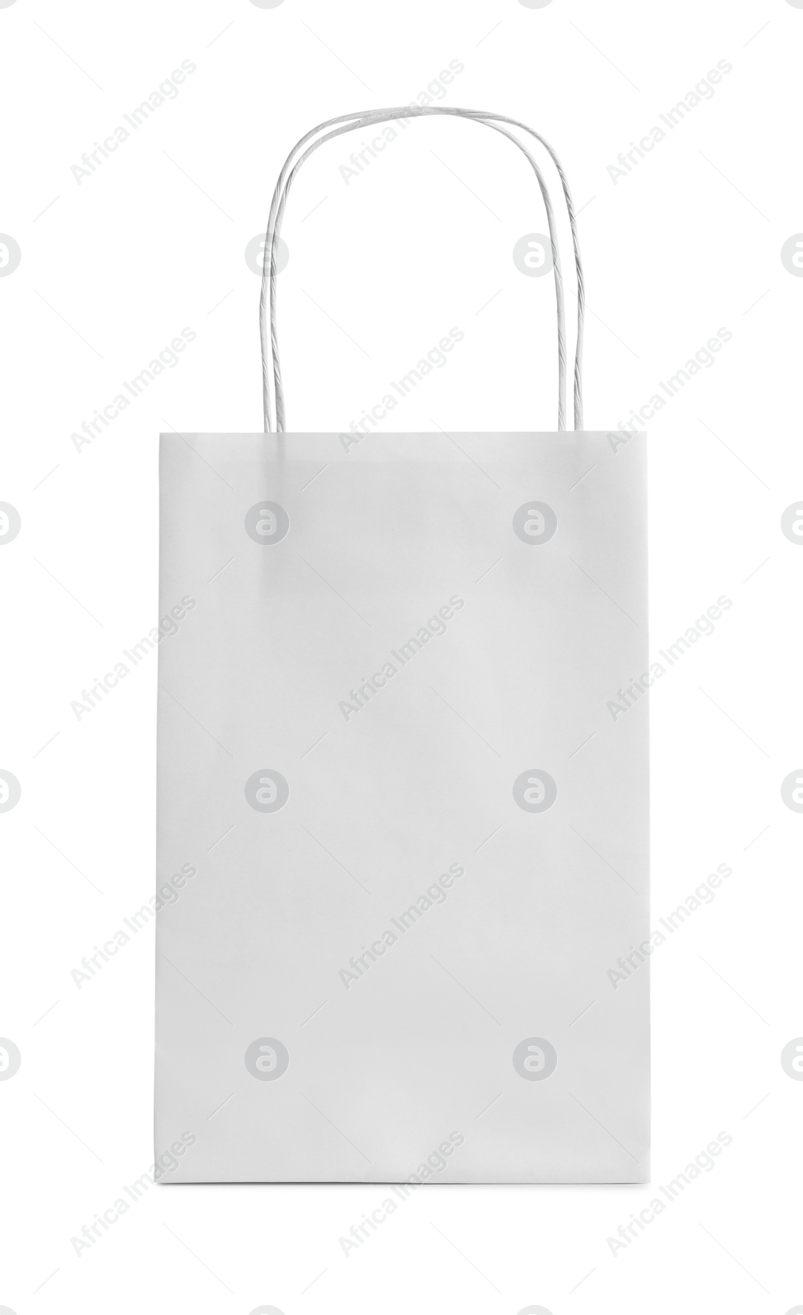 Photo of One paper bag isolated on white. Mockup for design