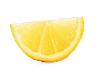 Slice of fresh lemon isolated on white