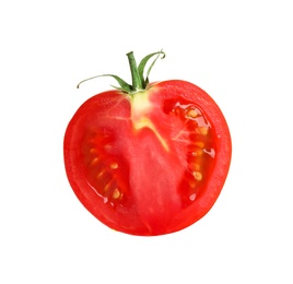 Half of tasty raw tomato isolated on white