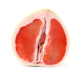 Photo of Half of tasty pomelo fruit isolated on white