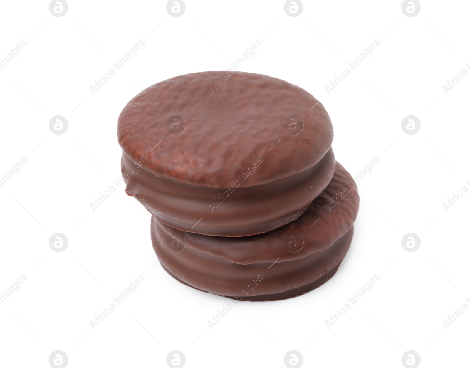 Photo of Two tasty choco pies isolated on white