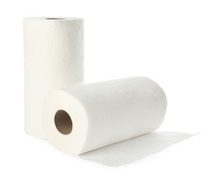 Photo of Rolls of paper towels isolated on white