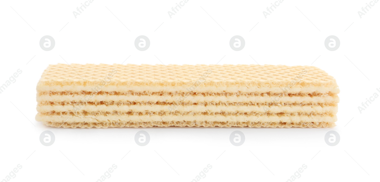 Photo of Delicious crispy wafer on white background. Sweet food