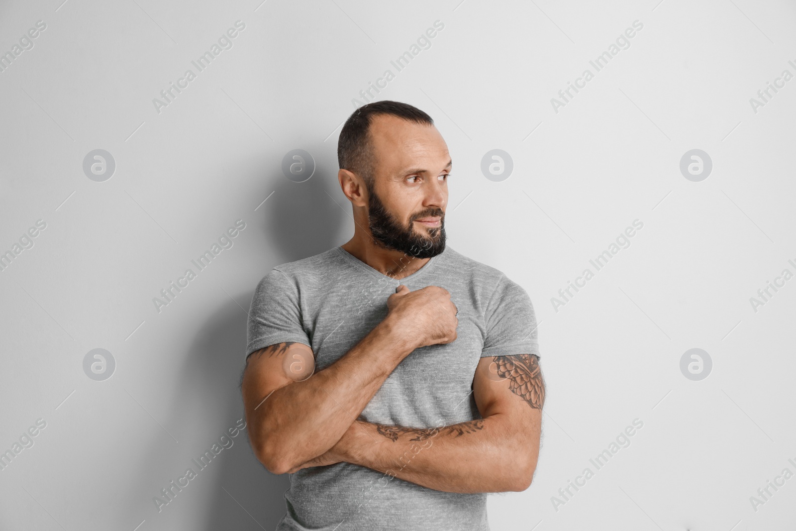 Photo of Portrait of handsome man on white background