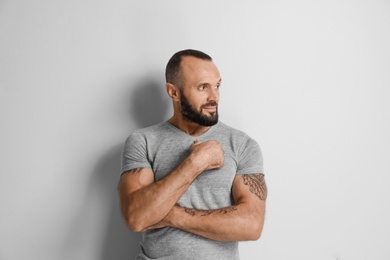 Portrait of handsome man on white background