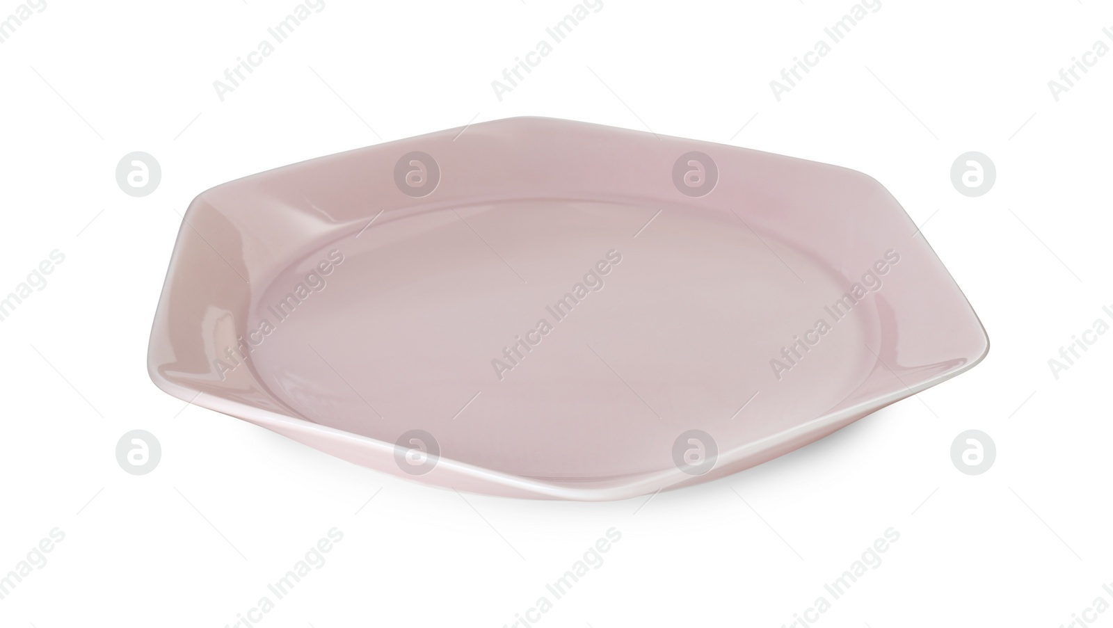 Photo of One beautiful pink plate isolated on white