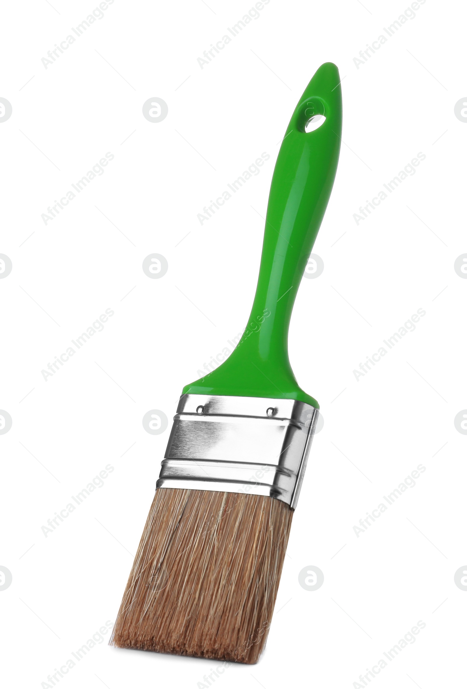 Photo of New paint brush on white background. Decorating tool