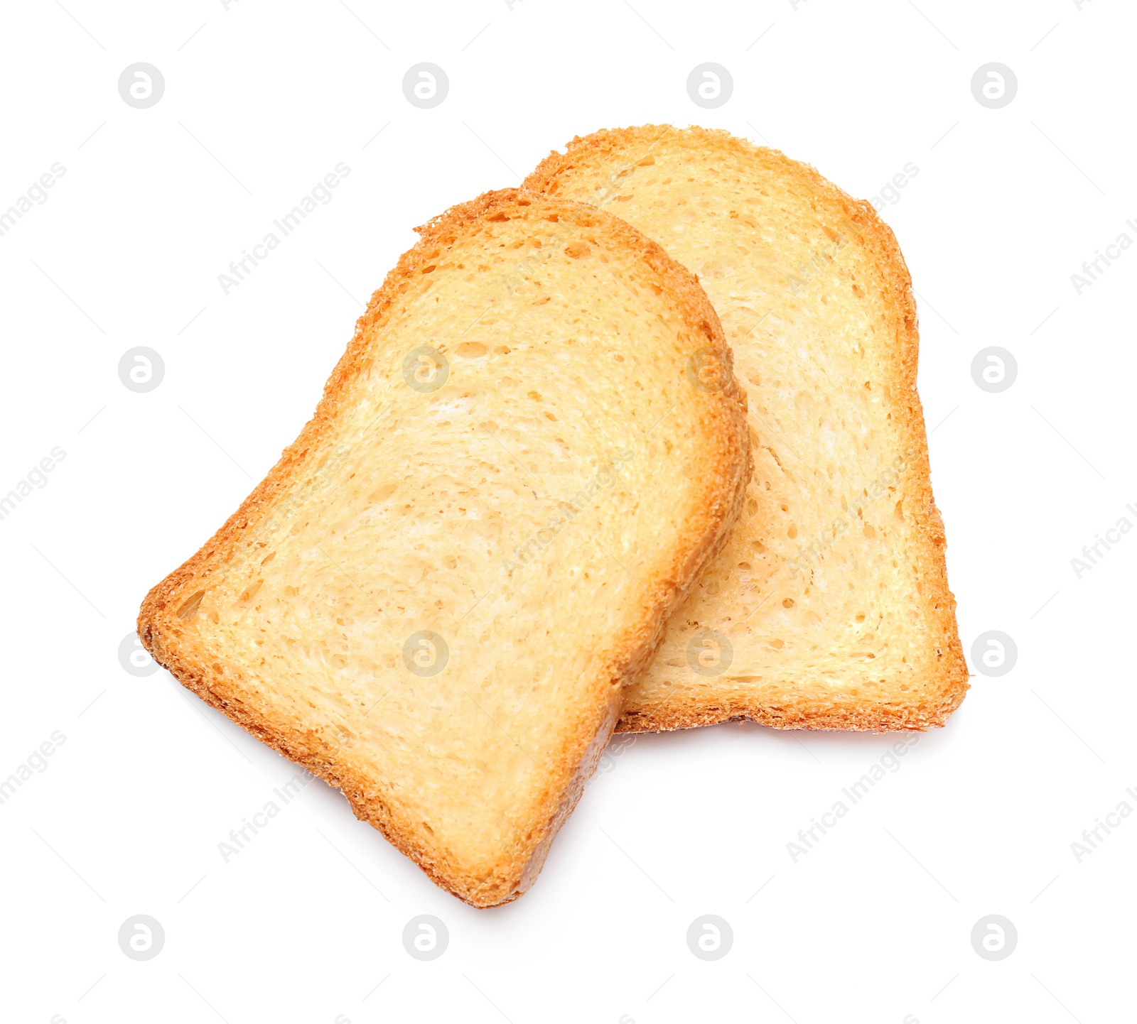 Photo of Toasted bread on white background