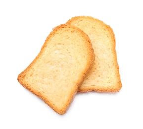 Toasted bread on white background