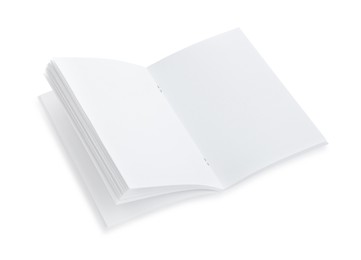 Open blank paper brochure isolated on white. Mockup for design