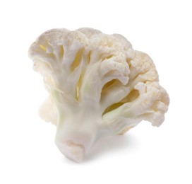 Cut fresh raw cauliflower on white background