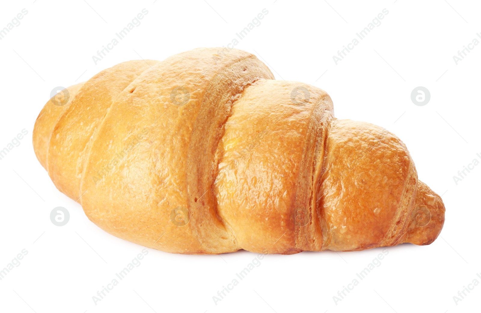 Photo of One delicious fresh croissant isolated on white