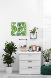 Photo of Stylish modern room interior with exotic houseplants