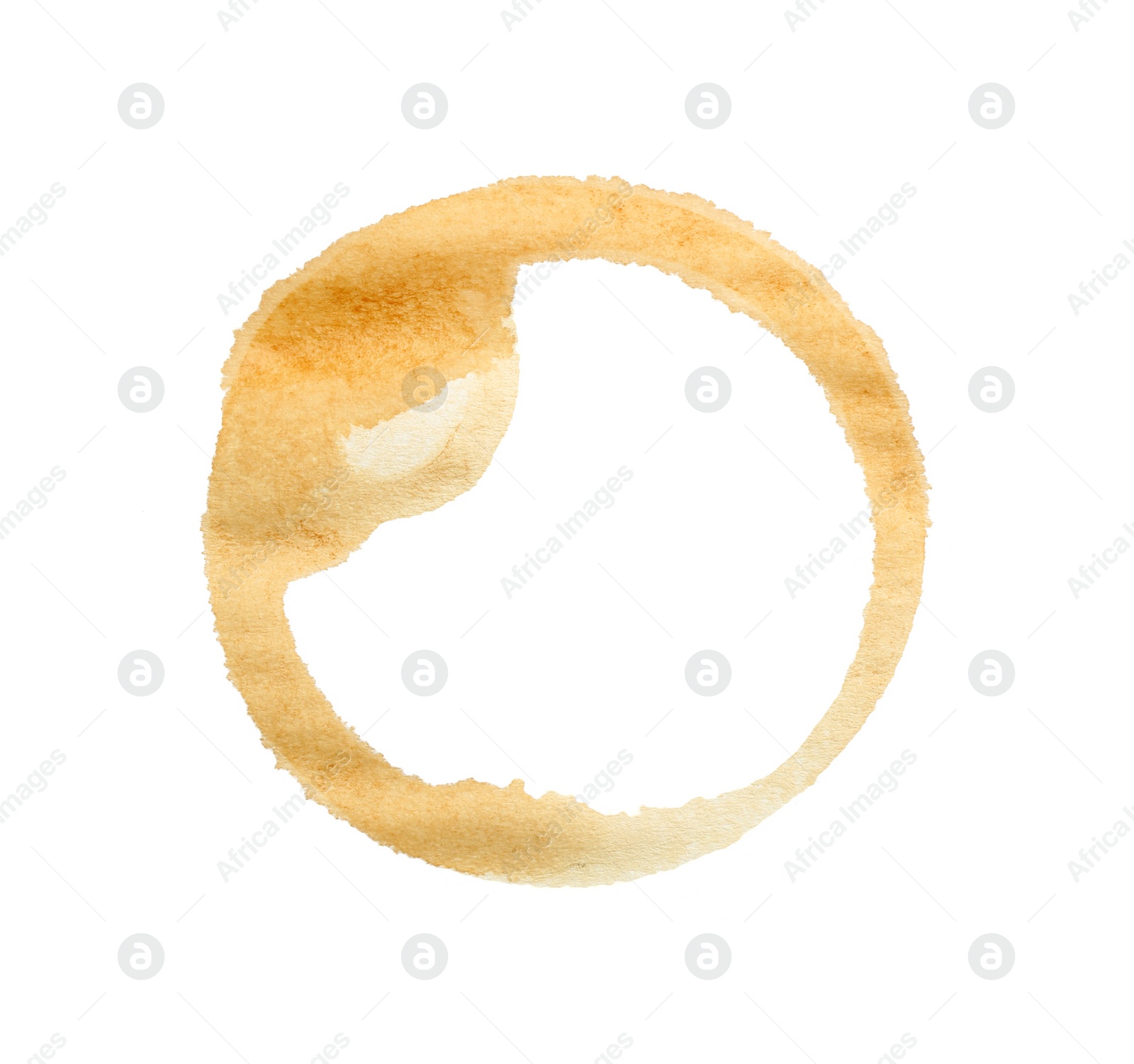 Photo of Coffee cup stain isolated on white, top view