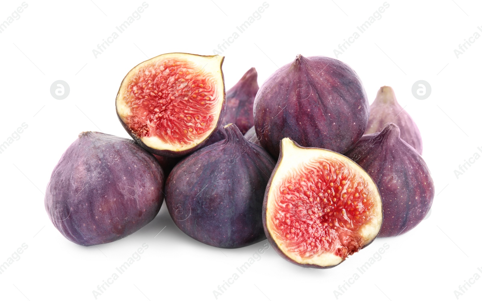 Photo of Tasty fresh fig fruits on white background