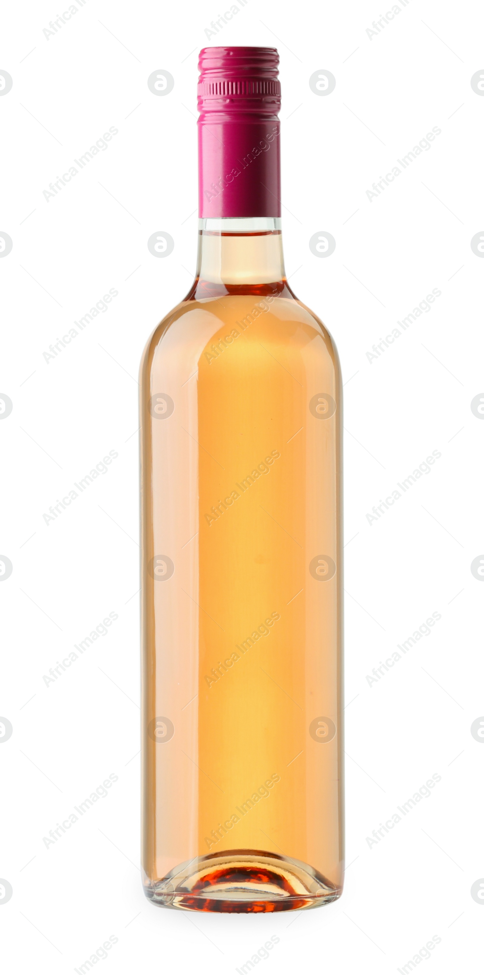 Photo of Bottle of expensive rose wine isolated on white