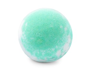 Photo of One colorful bath bomb isolated on white