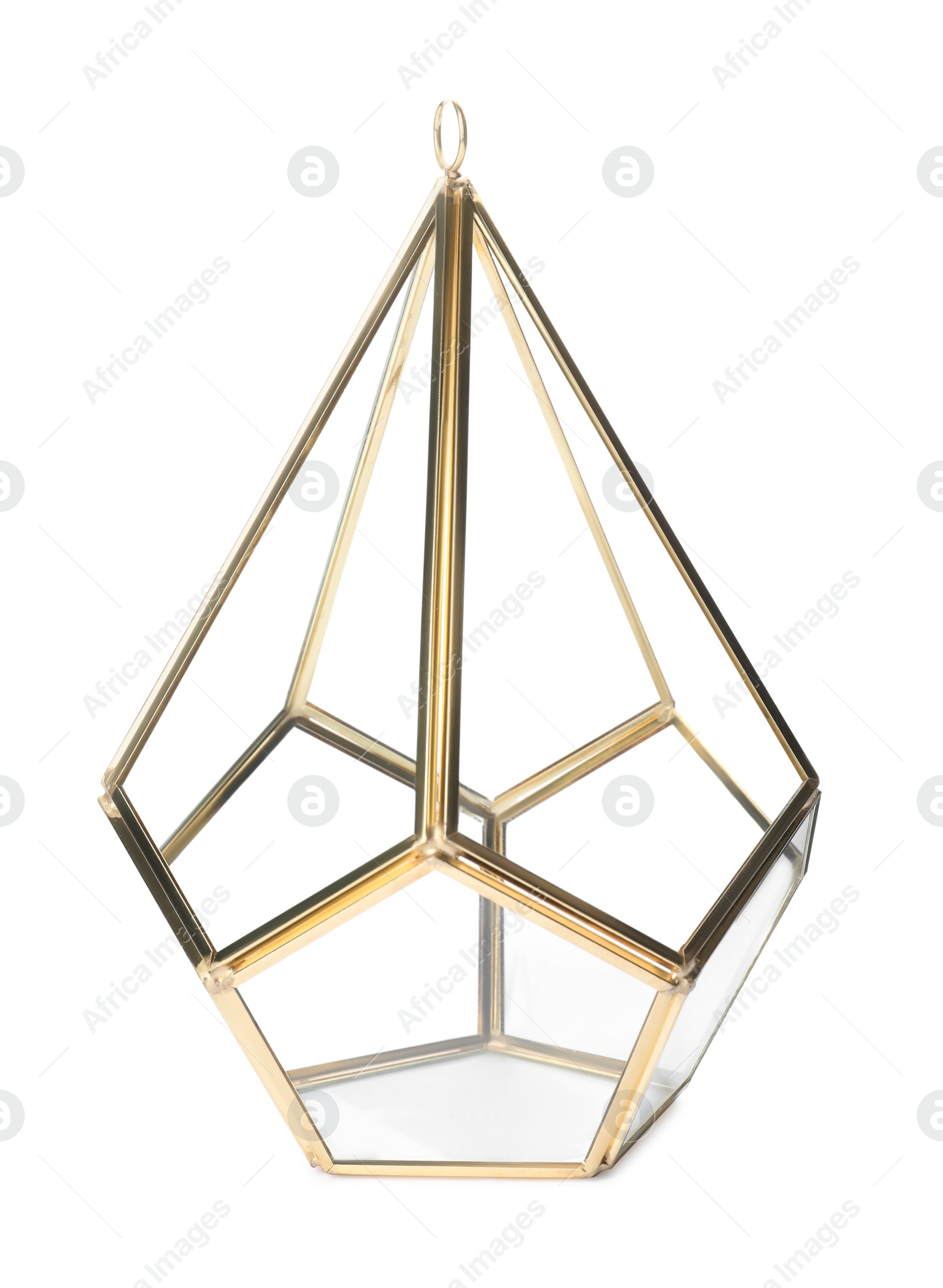 Photo of Stylish gold candle holder isolated on white