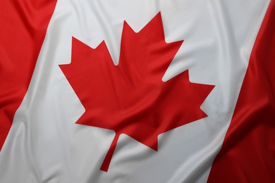 Flag of Canada as background, top view