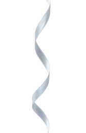 Image of One white satin ribbon isolated on white