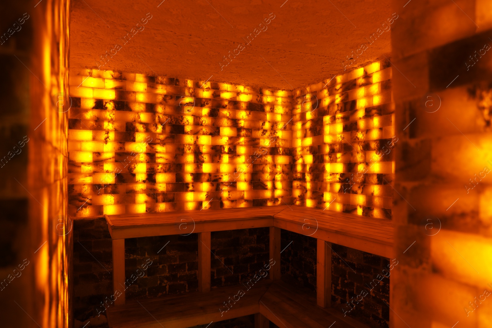 Photo of Interior of salt sauna in luxury spa center