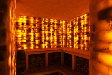 Interior of salt sauna in luxury spa center