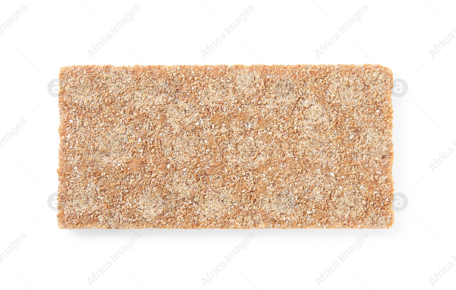 Photo of Fresh crunchy rye crispbread isolated on white, top view