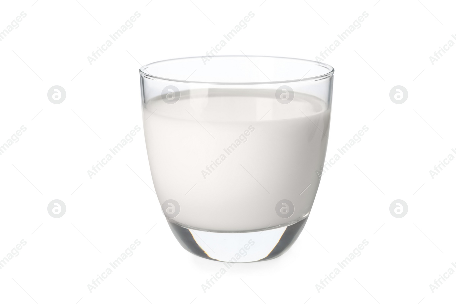 Photo of Glass of hemp milk on white background