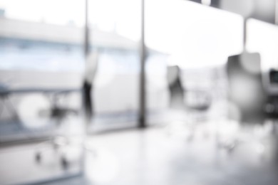 Image of Office interior. Blurred view of comfortable workspace