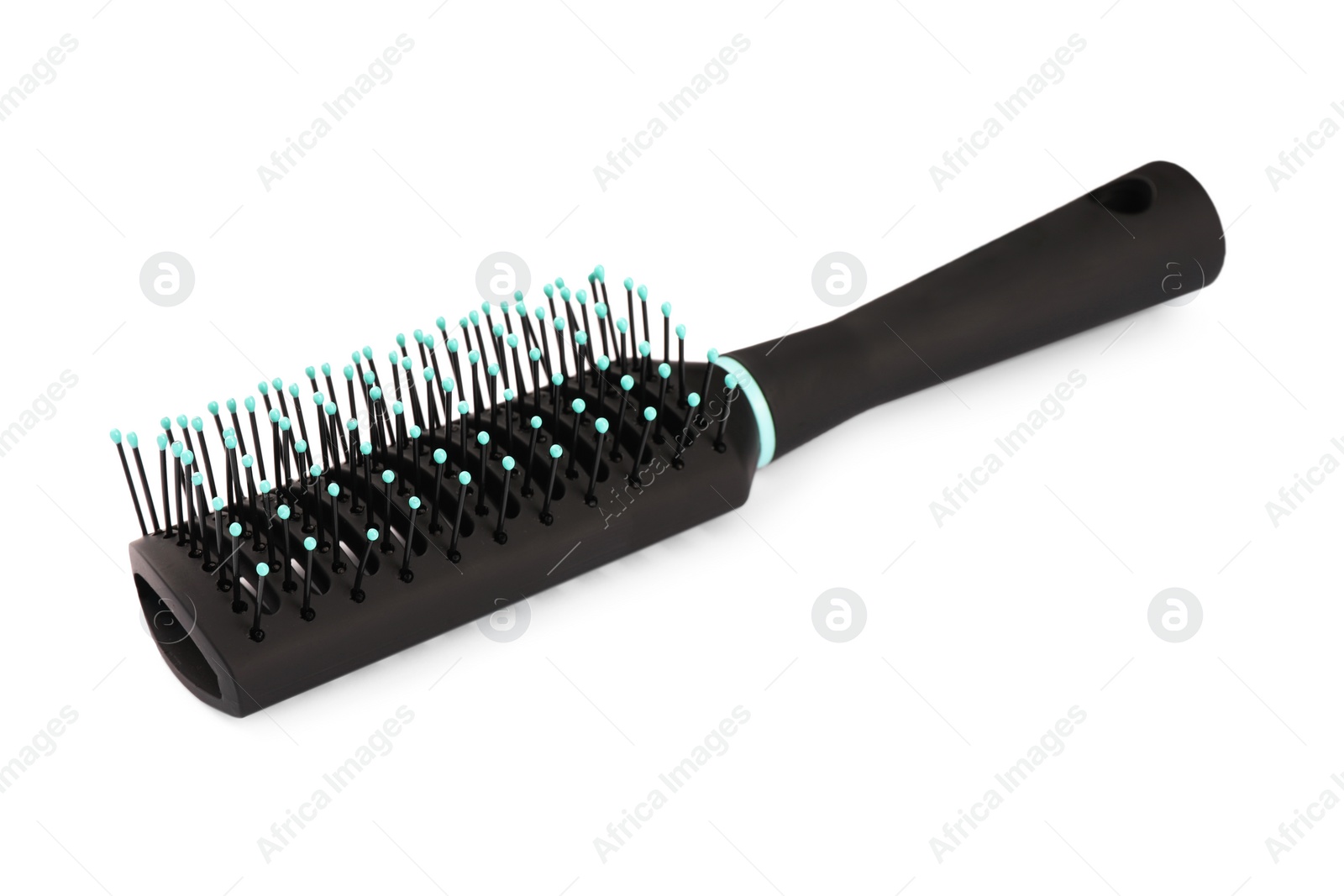 Photo of New modern hair brush isolated on white