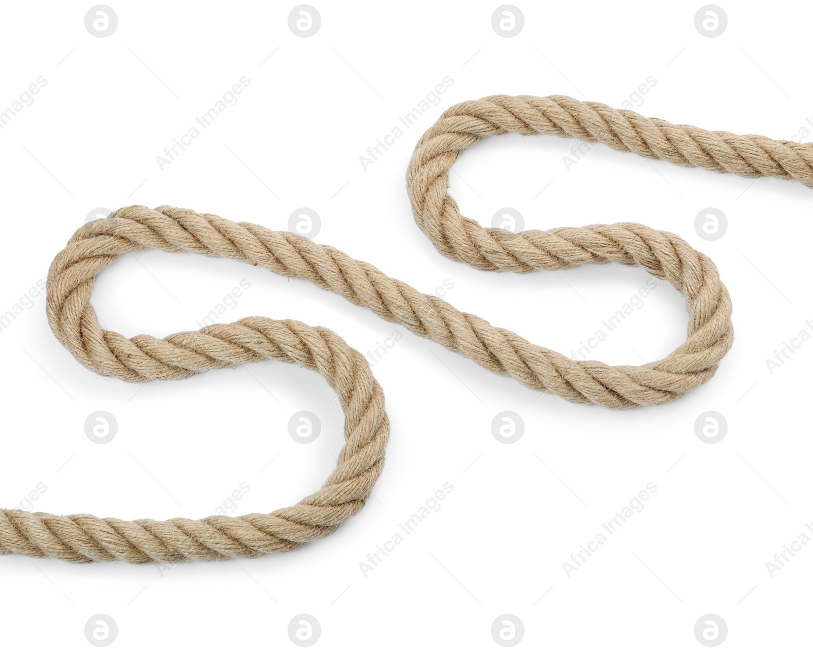 Photo of Hemp rope isolated on white, top view