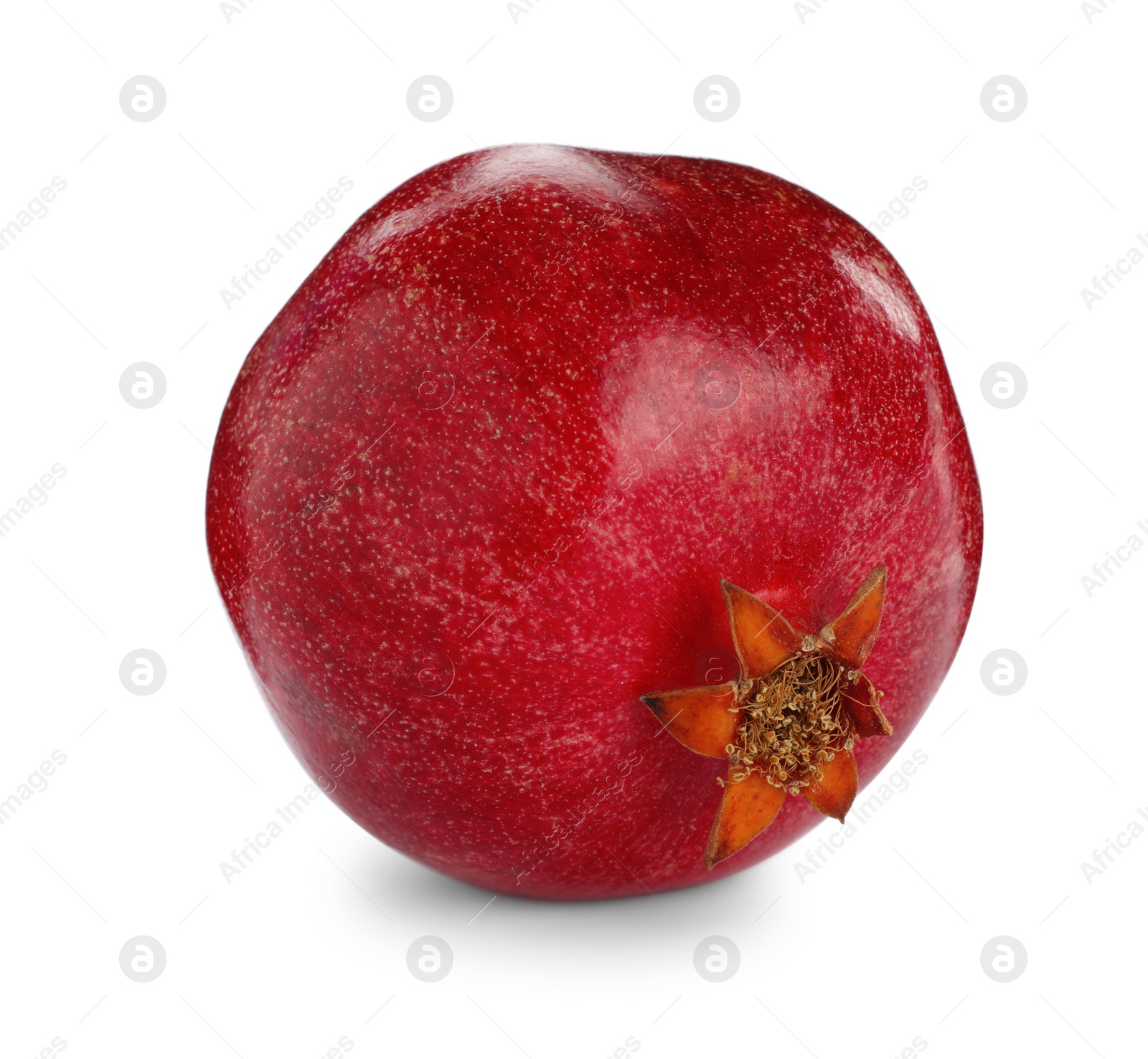 Photo of Fresh ripe pomegranate isolated on white. Exotic fruit