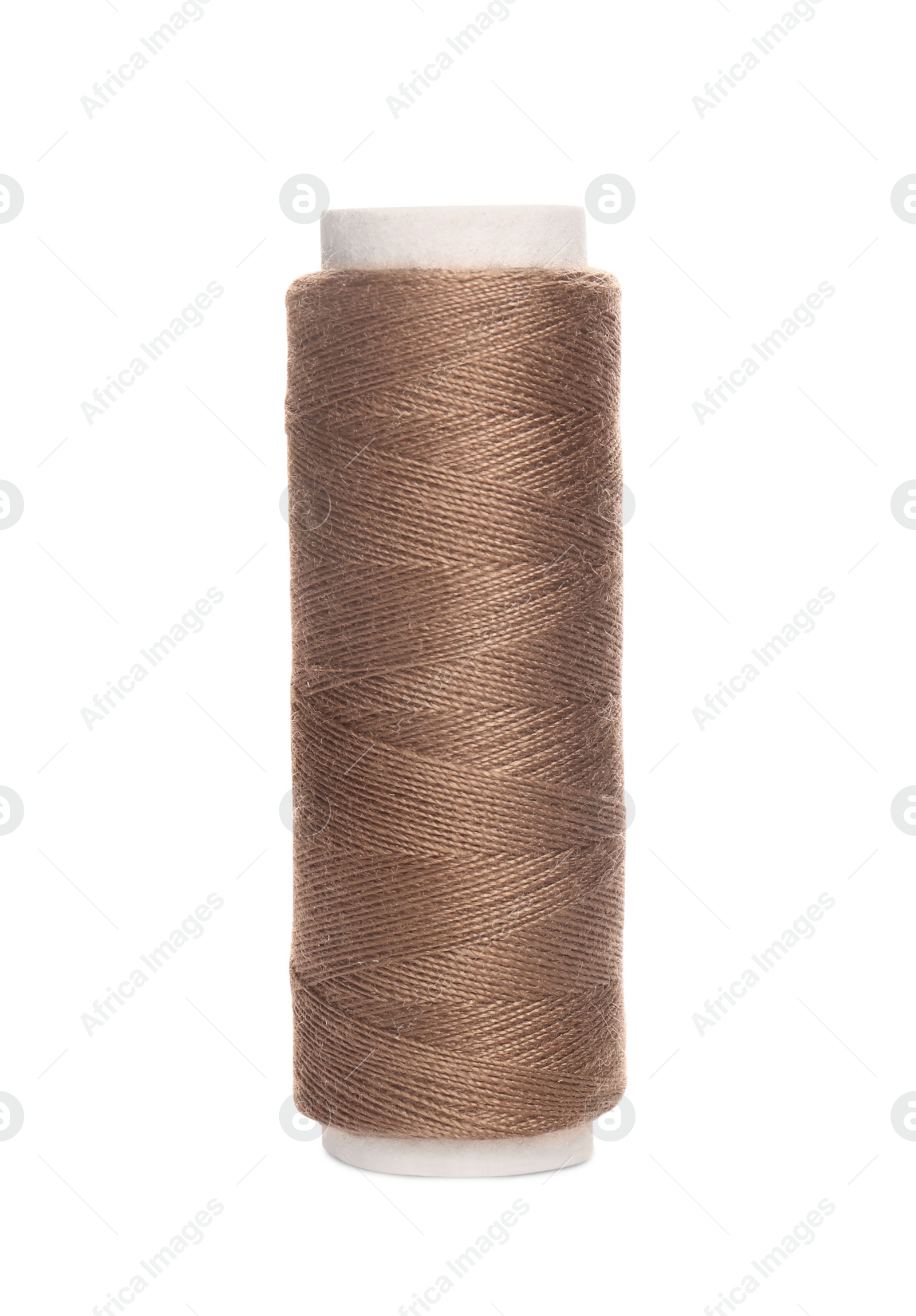 Photo of Spool of grey sewing thread isolated on white