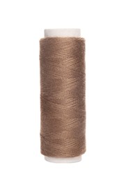 Spool of grey sewing thread isolated on white