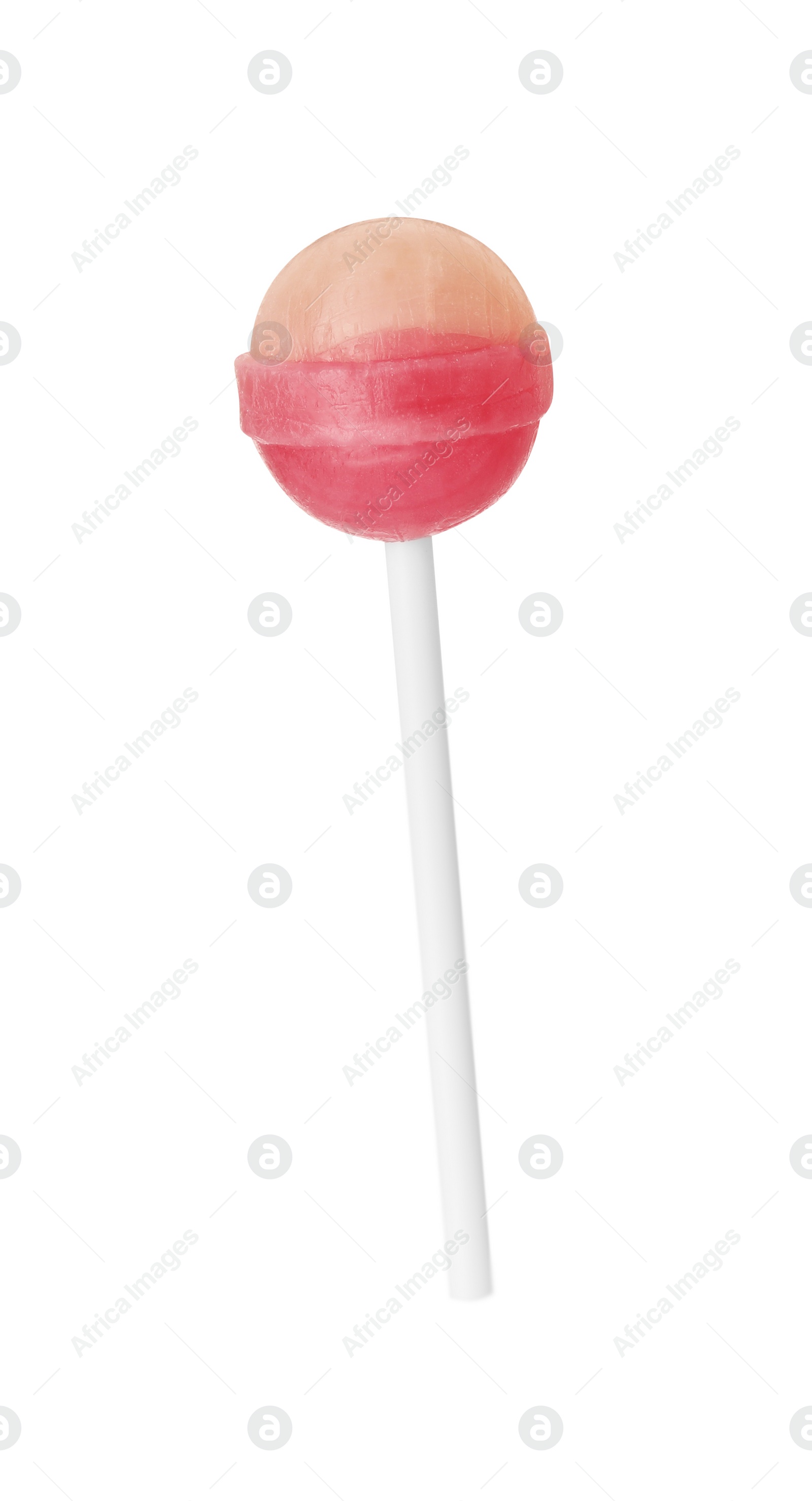 Photo of One sweet colorful lollipop isolated on white