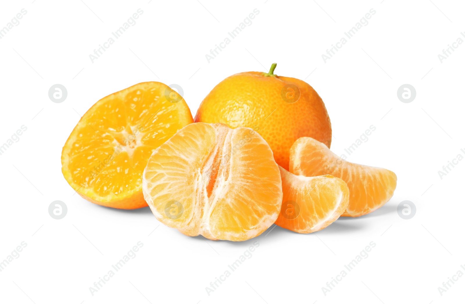 Photo of Fresh ripe juicy tangerines isolated on white