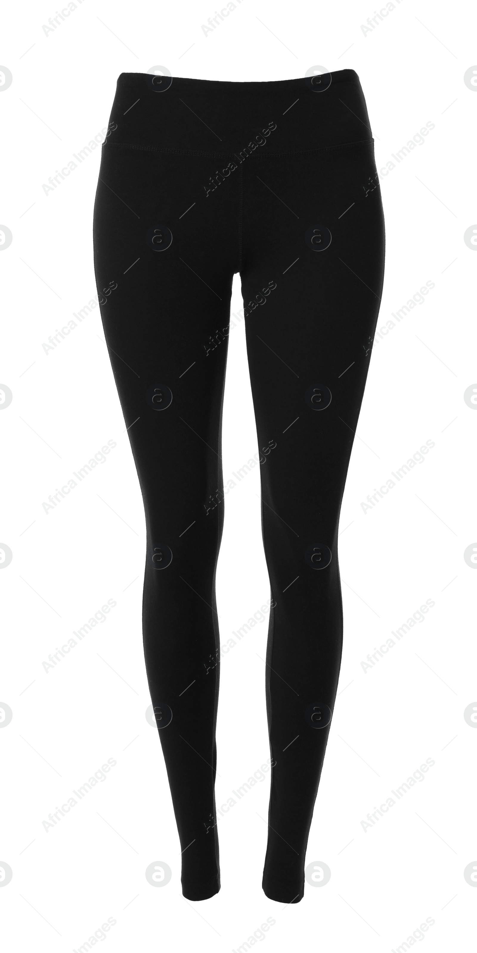 Photo of Black women's leggins isolated on white. Sports clothing