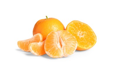 Photo of Fresh ripe juicy tangerines isolated on white