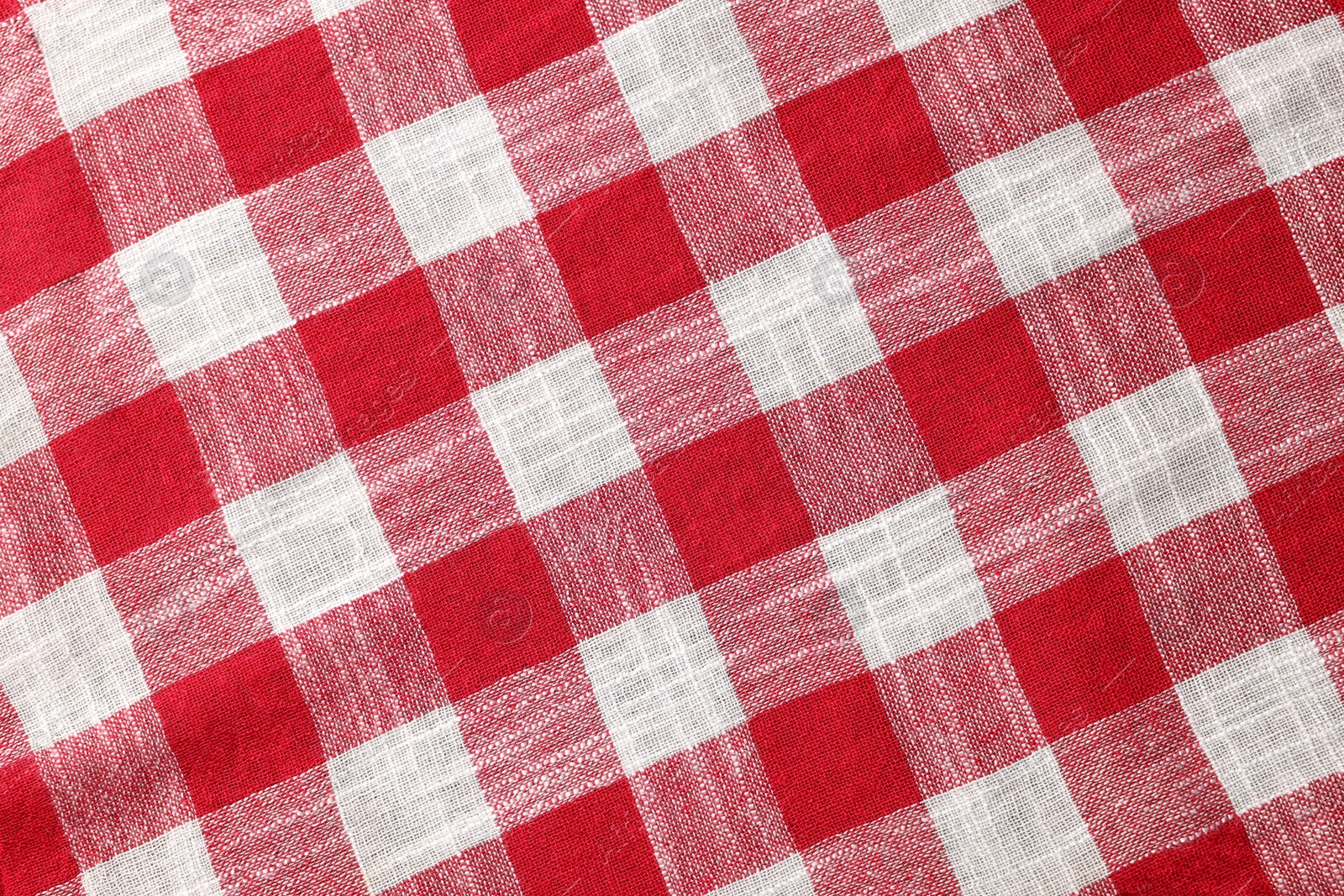Photo of Red checkered tablecloth as background, top view
