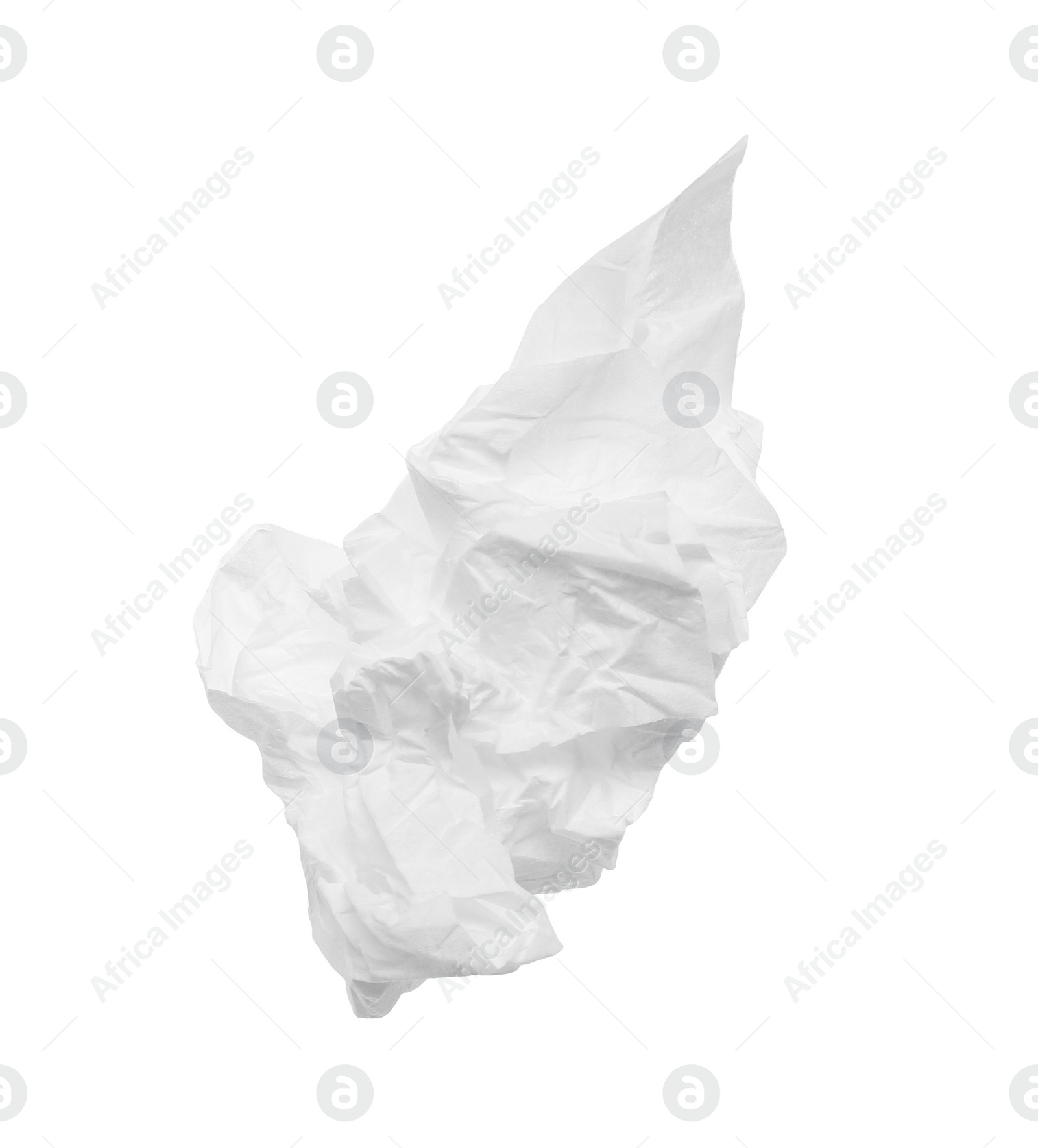 Photo of Used crumpled paper tissue isolated on white, top view