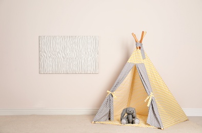 Cozy child room interior with play tent