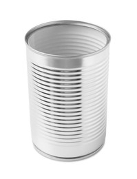 One open tin can isolated on white