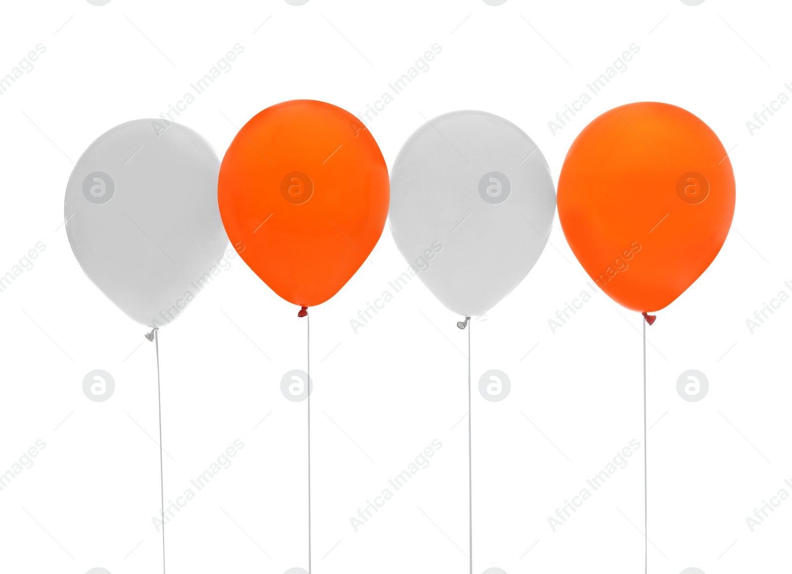 Photo of Colorful balloons on white background. Halloween party